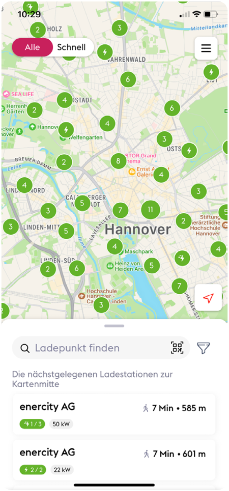 easyGo app map screen