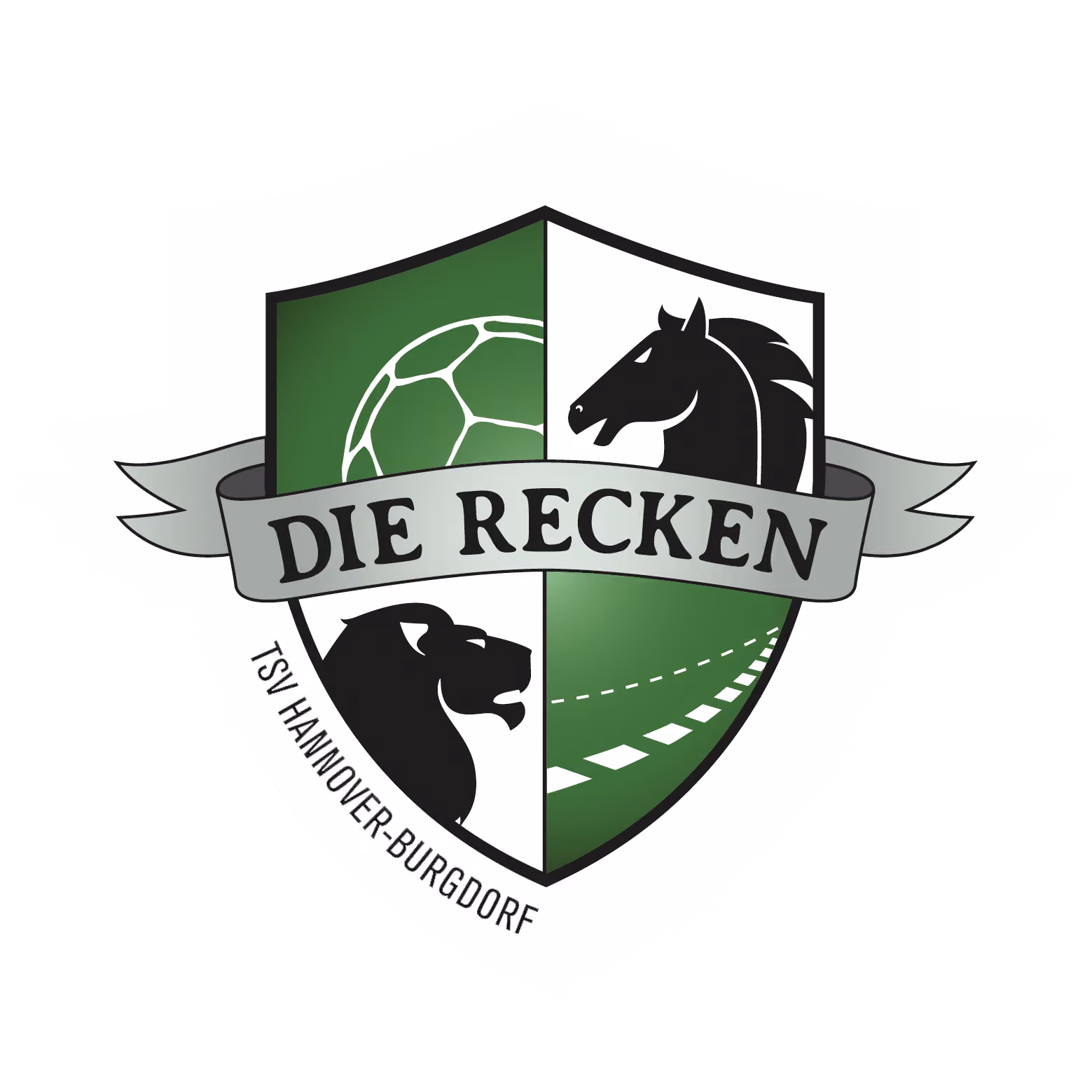 Das Wappen des Handballclubs TSV Hannover-Burgdorf mit dem Schriftzug Die Recken.