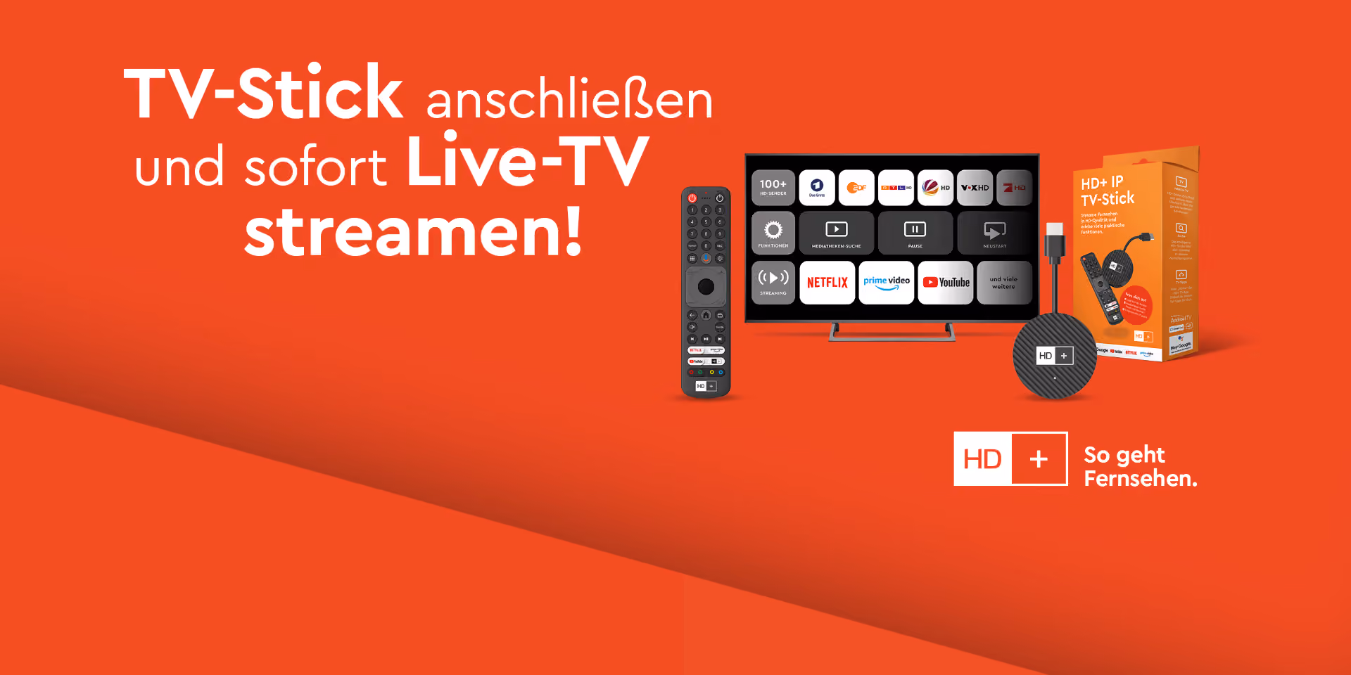TV-Stick anschließen und sofort Live-TV streamen – einfach Fernsehen neu erleben.