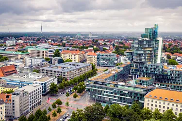 Luftaufnahme von Hannover vom Aegidientorplatz aus Richtung Norden.