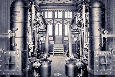 Eine historische Innenansicht vom Wasserwerk in Hannover Ricklingen. 