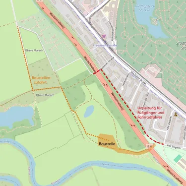 Umleitung Geh- und Radweg im Naherholungsgebiet