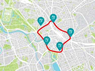 Der Cityring Hannover mit den Schnellladepunkten von enercity