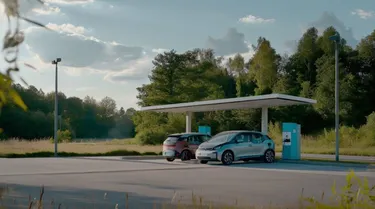 Rendering zu Ladeparks beim Deutschlandnetz