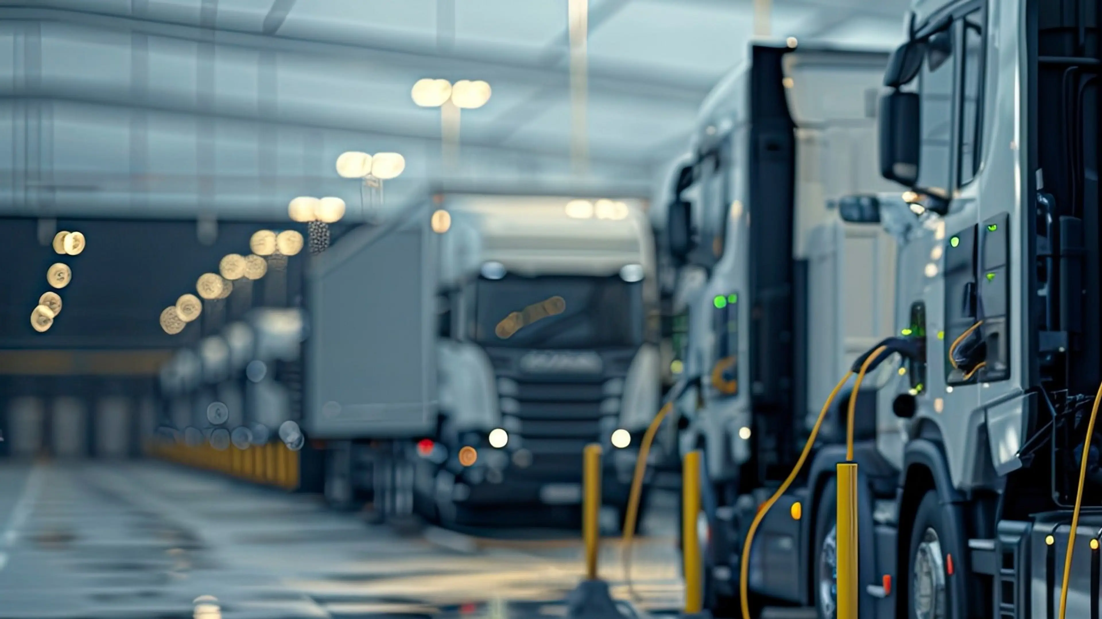 E-LKW-Laden E-LWKs in einer Lagerhalle