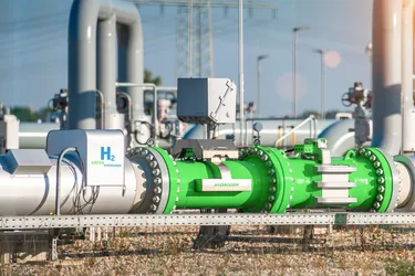 Nahaufnahme einer Wasserstoffpipeline