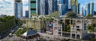 Das Bild zeigt, wie die Frankfurter Hauptwache im Jahr 2045 aussehen könnte.