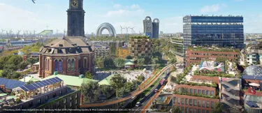 Das Bild zeigt, wie die Ludwig-Erhard-Straße in Hamburg in Zukunft aussehen wird.