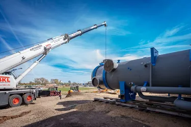 Anlieferung der Großkomponenten für die Abwasser-Wärmepumpe Hannover-Herrenhausen