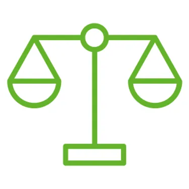 Waage. Dieses Icon zeigt eine Waage, die im Gleichgewicht ist.