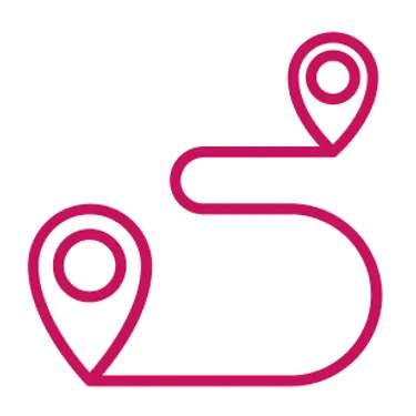 Reichweite. Dieses Icon zeigt den Weg zweier festgelegter Punkte.