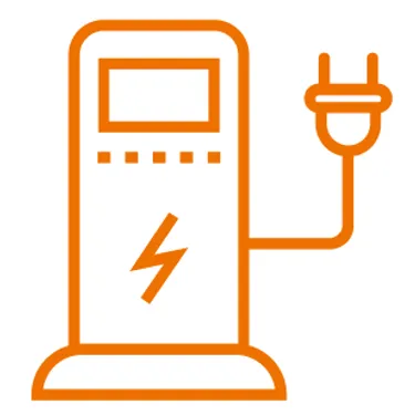 E-Autos laden. Dieses Icon zeigt eine Ladestation für Elektroautos.