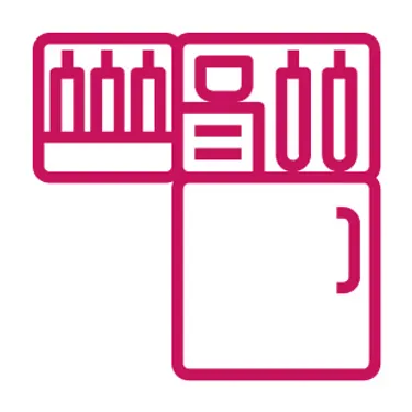 Die Illustrarion zeigt einen vollen Kühlschrank.