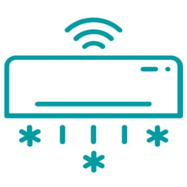 Die Illustration zeigt eine Klimaanlage, die viel Strom verbraucht.