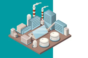 Fakten über Strom: Das Bild zeigt eine Zeichnung einer Industrieanlage