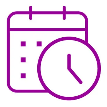 Fakten über Windkraftanlagen: Das Bild zeigt ein Symbol eines Kalenders und einer Uhr.