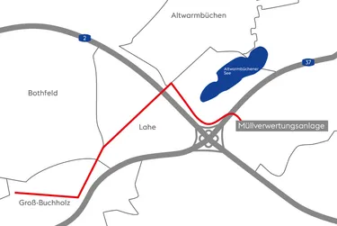 Fernwärme - umweltfreundlich und effizient: Die Infografik zeigt die neue Fernwärmetrasse von enercity in Groß-Buchholz und Lahe.