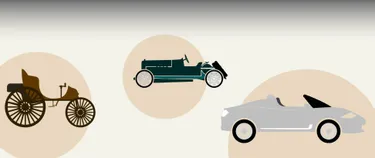 Drei Autos im Laufe der Zeit.