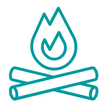 Das Bild zeigt die Illustration von brennendem Holz. Es sollte lange genug getrocknet sein.