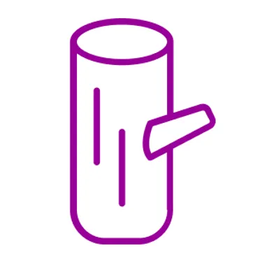 Das Bild zeigt die Illustration eines Stückes Holz. Es muss die richtige Form für den jeweiligen Ofen haben.