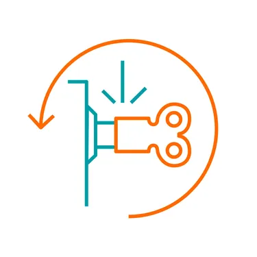 Die Grafik zeigt, dass mit dem Schlüssel das Heizkörperventil gegen den Uhrzeigersinn aufgedreht werden soll.