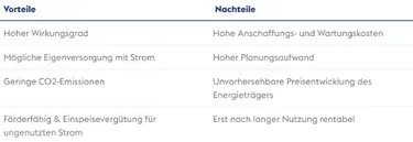 Vor- und Nachteile einer Kraft-Wärme-Kopplung