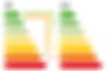 Links eine Abbildung eines alten Energieeffizienzlabels, rechts daneben eine Abbildung eines neuen Energieeffizienzlabels. Das Bild zeigt die grundsätzliche Unterteilung der Energieklassen in A bis G, wobei A grün ist und G als rot markiert wird.