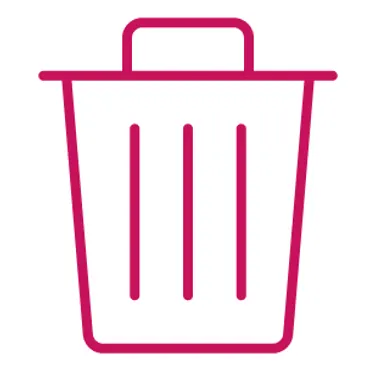  Müll trennen. Dieses Icon zeigt einen pinken Mülleimer.