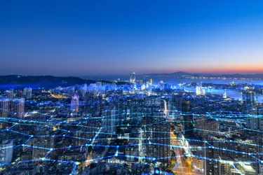 Zukunftsstadt smarte Straßenlaternen