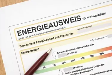 Energieausweis. Dieses Bild zeigt den oberen Bereich eines Energieausweises.