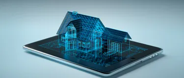 Dieses Bild zeigt ein Hologramm eines Einfamilienhauses.