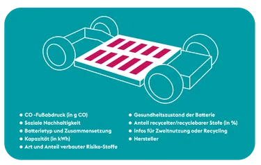 Die Illustration zeigt Bestandteile des Batteriepasses. 