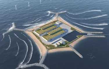 Rendering der in der Nordsee geplanten Energieinsel