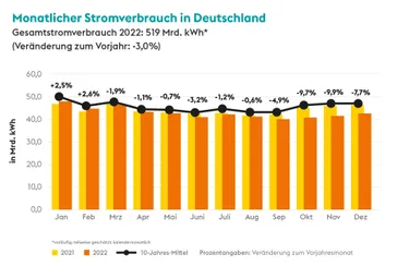 Monatlicher Stromverbrauch in Deutschland