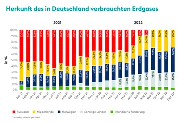 Herkunft des in Deutschland verbrauchten Erdgas