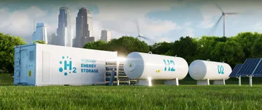 Wasserstofftanks mit grünem Wasserstoff aus erneuerbaren Energien