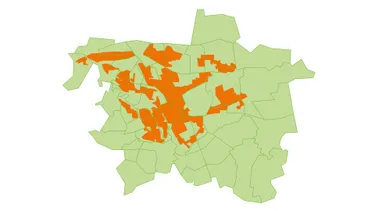 Eine Karte der neuen Fernwaermesatzungsgebiete in Hannover.