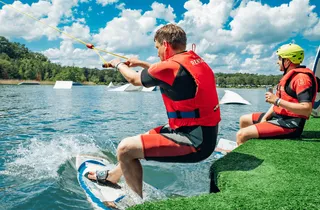 Wakeboarding training on a sunny day